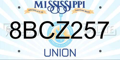 8BCZ257 Mississippi License Plate