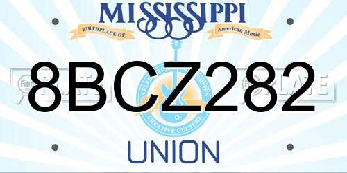 8BCZ282 Mississippi License Plate
