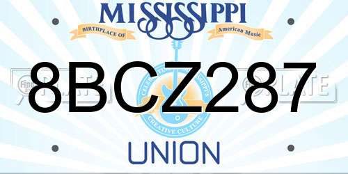 8BCZ287 Mississippi License Plate