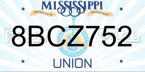 8BCZ752 Mississippi License Plate