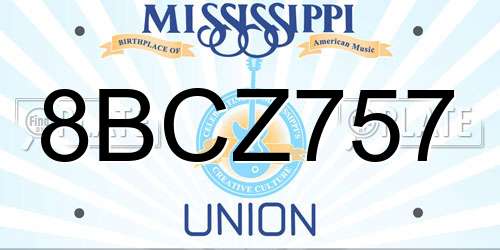8BCZ757 Mississippi License Plate