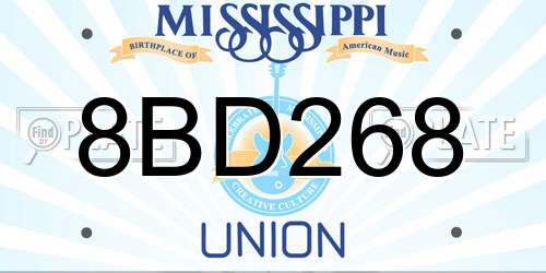 8BD268 Mississippi License Plate