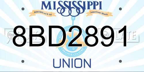 8BD2891 Mississippi License Plate