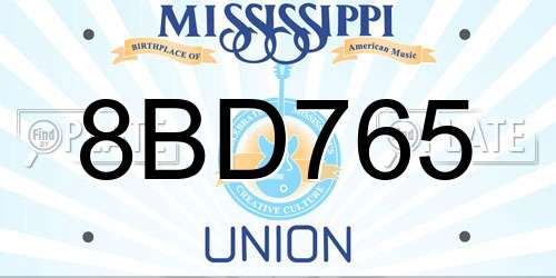 8BD765 Mississippi License Plate