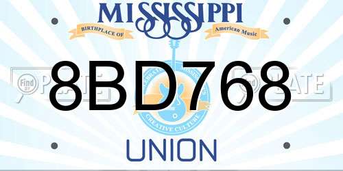 8BD768 Mississippi License Plate