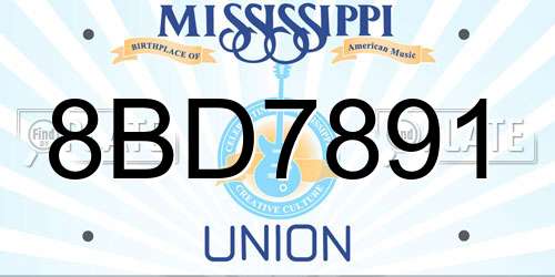 8BD7891 Mississippi License Plate