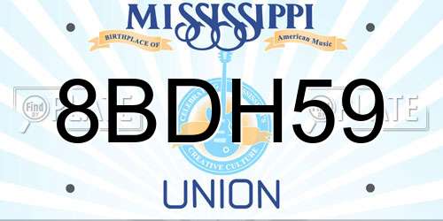 8BDH59 Mississippi License Plate