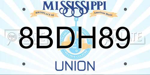 8BDH89 Mississippi License Plate