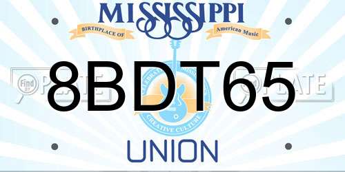 8BDT65 Mississippi License Plate