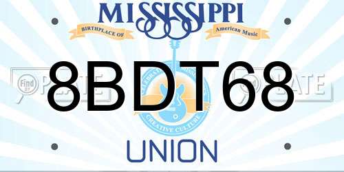 8BDT68 Mississippi License Plate