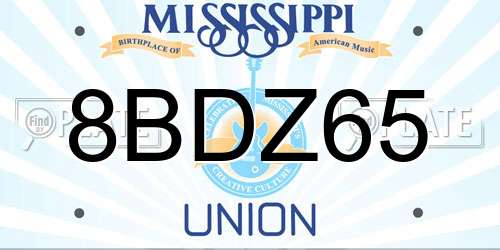 8BDZ65 Mississippi License Plate