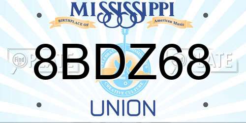 8BDZ68 Mississippi License Plate