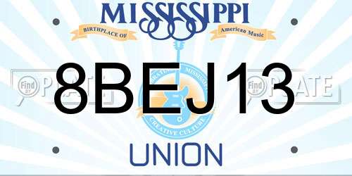 8BEJ13 Mississippi License Plate