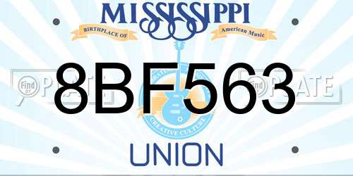 8BF563 Mississippi License Plate
