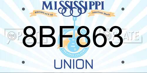 8BF863 Mississippi License Plate