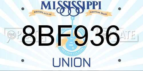 8BF936 Mississippi License Plate