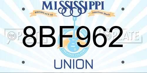 8BF962 Mississippi License Plate