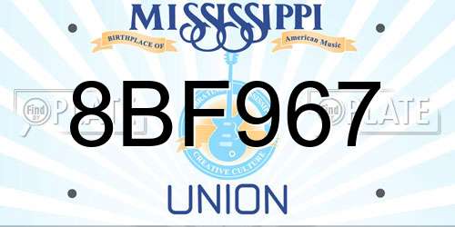 8BF967 Mississippi License Plate