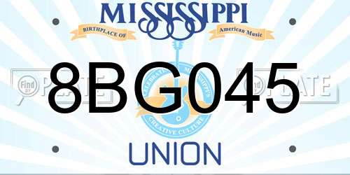 8BG045 Mississippi License Plate