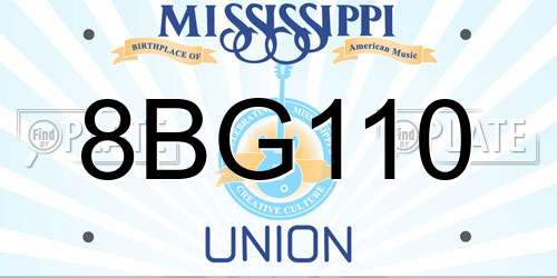 8BG110 Mississippi License Plate