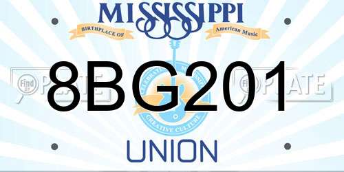 8BG201 Mississippi License Plate