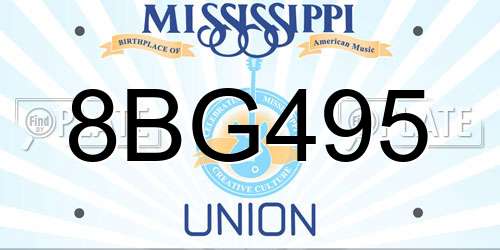 8BG495 Mississippi License Plate