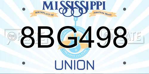 8BG498 Mississippi License Plate