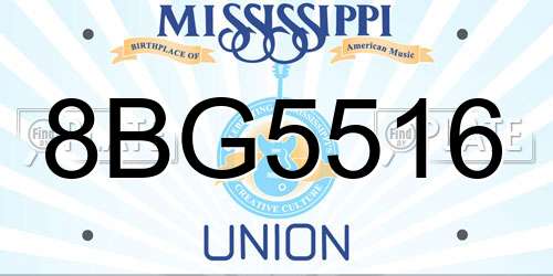 8BG5516 Mississippi License Plate