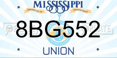 8BG552 Mississippi License Plate