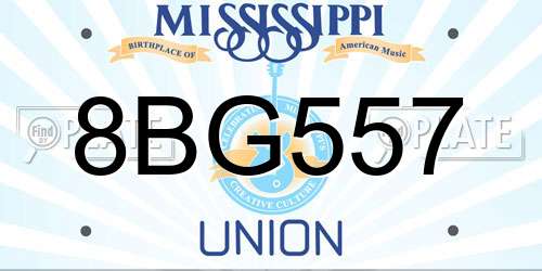 8BG557 Mississippi License Plate