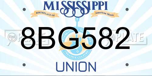 8BG582 Mississippi License Plate