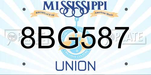 8BG587 Mississippi License Plate