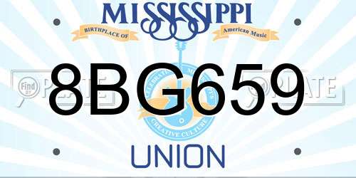 8BG659 Mississippi License Plate
