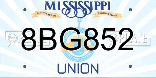8BG852 Mississippi License Plate