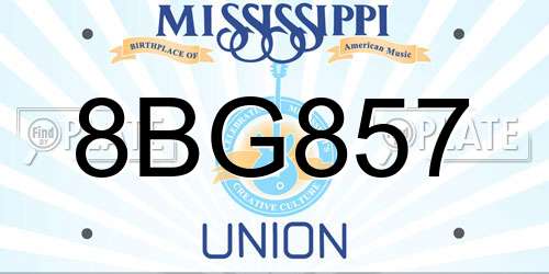 8BG857 Mississippi License Plate