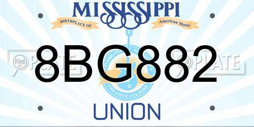 8BG882 Mississippi License Plate
