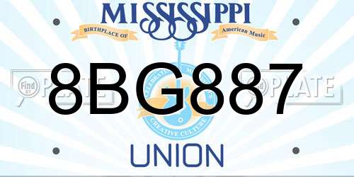 8BG887 Mississippi License Plate