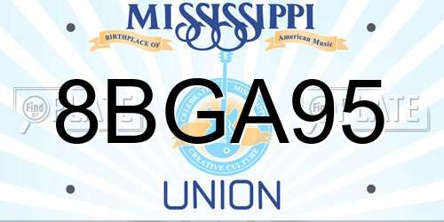 8BGA95 Mississippi License Plate