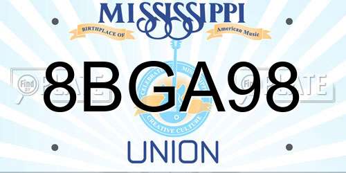 8BGA98 Mississippi License Plate