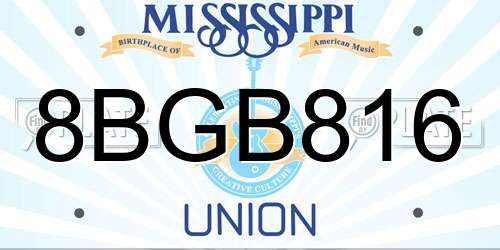 8BGB816 Mississippi License Plate