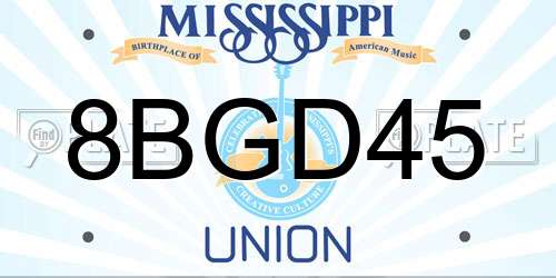 8BGD45 Mississippi License Plate