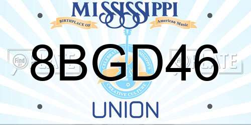 8BGD46 Mississippi License Plate