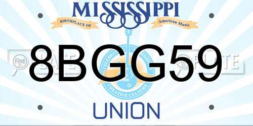 8BGG59 Mississippi License Plate