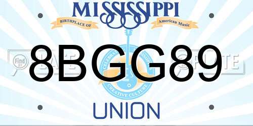8BGG89 Mississippi License Plate