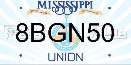 8BGN50 Mississippi License Plate