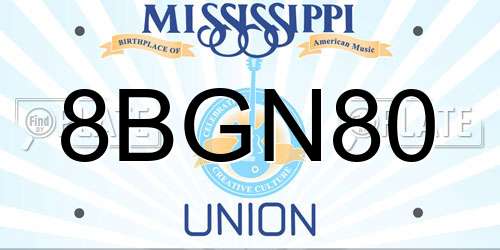 8BGN80 Mississippi License Plate