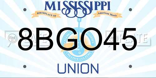 8BGO45 Mississippi License Plate