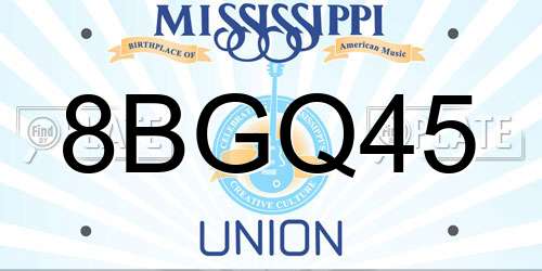 8BGQ45 Mississippi License Plate