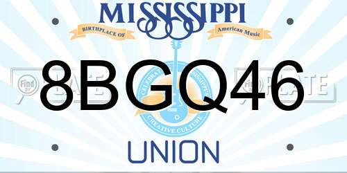8BGQ46 Mississippi License Plate