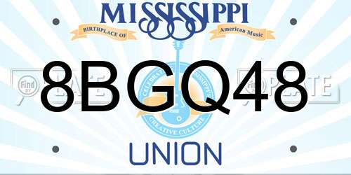 8BGQ48 Mississippi License Plate
